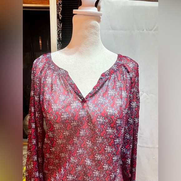 LUCKY BRAND Sheer Long Sleeve Top Large - Picture 2 of 7